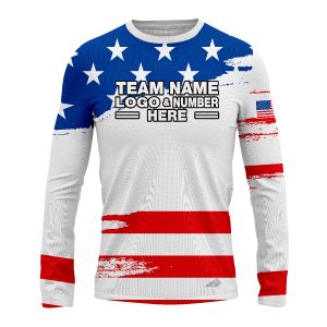 Custom Fully Sublimated USA FLAG Radiant  Pattern White Blue Red Performance Long Sleeves 10363