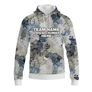 Custom Fully Sublimated Brushes Pattern Blue White Performance Sports Pullover Hoodie 10459