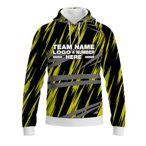 Custom Fully Sublimated Ripped Pattern Black Green Gray Performance Sports Pullover Hoodie 10457