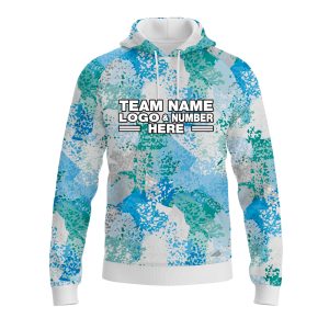 Custom Fully Sublimated Brushes Pattern SkyBlue White Performance Sports Pullover Hoodie 10461