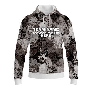 Custom Fully Sublimated Brushes Pattern Black White Performance Sports Pullover Hoodie 10463