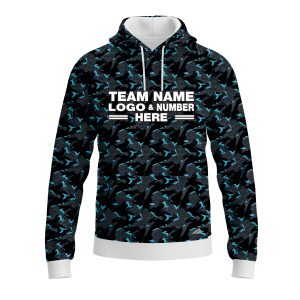 Custom Fully Sublimated Tactical Pattern Blue Gray Black Performance Sports Pullover Hoodie 10479