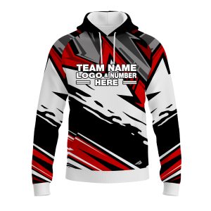 Custom Fully Sublimated Energetic Pattern Black Gray Red Performance Sports Pullover Hoodie 10519
