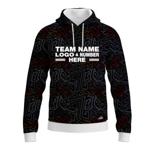 Custom Fully Sublimated Psychedelic Pattern Black Red Yellow Performance Sports Pullover Hoodie 10543