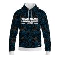 Custom Fully Sublimated Psychedelic Pattern Black Gray Blue Performance Sports Pullover Hoodie 10547
