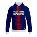 Custom Fully Sublimated Pixel Stripe Pattern Blue Red Performance Sports Pullover Hoodie 10551