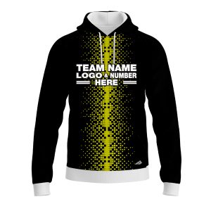 Custom Fully Sublimated Pixel Stripe Pattern Black Yellow Performance Sports Pullover Hoodie 10555