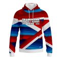 Custom Fully Sublimated Wrapped Lines Pattern Blue Red Performance Sports Pullover Hoodie 10567