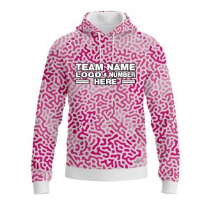 Custom Fully Sublimated Monochrome Maze Pattern Pink Performance Sports Pullover Hoodie 10563