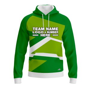 Custom Fully Sublimated Intricate Lines Pattern Green White Performance Sports Pullover Hoodie 10575