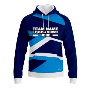 Custom Fully Sublimated Intricate Lines Pattern Blue White Performance Sports Pullover Hoodie 10573