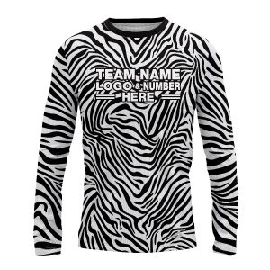 Custom Fully Sublimated Zebra Skin Print Black White Performance Long Sleeves 10607