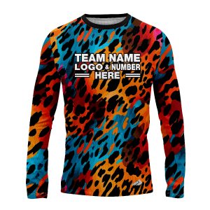 Custom Fully Sublimated Vibrant Leopard Print Multicolor Performance Long Sleeves 10619