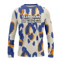 Custom Fully Sublimated Abstract Animal Print Two White Blue Orange Performance Long Sleeves 10643