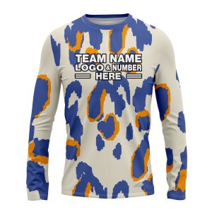 Custom Fully Sublimated Abstract Animal Print Two White Blue Orange Performance Long Sleeves 10643
