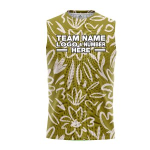 Custom Fully Sublimated Olive Floral Pattern Green White Performance Sleeveless 10731