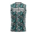Custom Fully Sublimated Tropical Floral Pattern White Black Teal Performance Sleeveless 10767