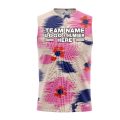 Custom Fully Sublimated Abstract Brushstroke Floral Two Pattern White Pink Blue Performance Sleeveless 10827