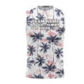 Custom Fully Sublimated Palm and Pink Cloud Floral Pattern White Pink Black Performance Sleeveless 10839