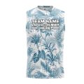 Custom Fully Sublimated Elegant Leaf Floral Two Pattern White Blue Performance Sleeveless 10831