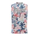 Custom Fully Sublimated Tropical Beach Floral Pattern White Pink Black Performance Sleeveless 10843