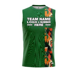 Custom Fully Sublimated Vertical Floral Pattern Green Orange Performance Sleeveless 10867