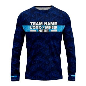 Custom Fully Sublimated Digital Camo Pattern Blue Performance Long Sleeves 10967