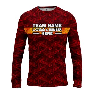 Custom Fully Sublimated Digital Camo Pattern Red Performance Long Sleeves 10943