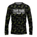 Custom Fully Sublimated Sports Camo Pattern Neon Green Black Performance Long Sleeves 10979
