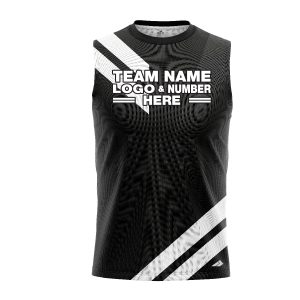 Custom Fully Sublimated Sport Neon Pattern Black White Performance Sleeveless 10995