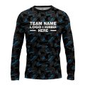 Custom Fully Sublimated Sports Camo Pattern Neon Blue Black Performance Long Sleeves 11011