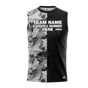Custom Fully Sublimated Abstract Neon Pattern Black White Performance Sleeveless 11007