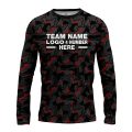 Custom Fully Sublimated Sports Camo Pattern Neon Red Black Performance Long Sleeves 11039