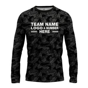 Custom Fully Sublimated Sports Camo Pattern Black Performance Long Sleeves 11051