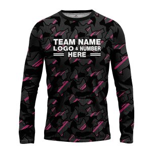 Custom Fully Sublimated Sports Camo Pattern Pink Black Performance Long Sleeves 11063