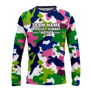 Custom Fully Sublimated Vibrant Camo Pattern Texture Multicolor One Performance Long Sleeves 11075