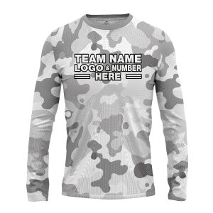 Custom Fully Sublimated Vibrant Camo Pattern Texture Gray Performance Long Sleeves 11119
