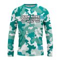 Custom Fully Sublimated Vibrant Camo Pattern Texture Teal Performance Long Sleeves 11155