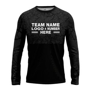 Custom Fully Sublimated Forest Camo Pattern Texure Black Performance Long Sleeves 11255