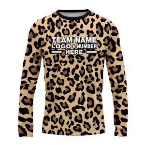 Custom Fully Sublimated Classic Cheetah Animal Print Black Brown Gold Performance Long Sleeves 11267
