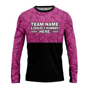 Custom Fully Sublimated Forest Camo Pattern Texture Pink Black Performance Long Sleeves 11291