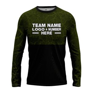 Custom Fully Sublimated Forest Camo Pattern Texture Green Black Performance Long Sleeves 11315