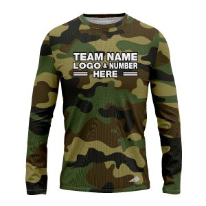 Custom Fully Sublimated Classic Camo Pattern Dark Green Brown Black Performance Long Sleeves 11351