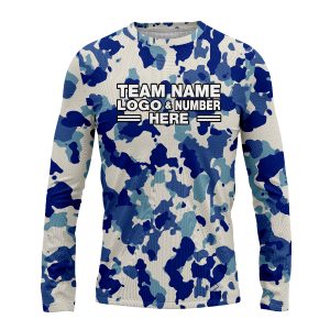 Custom Fully Sublimated Cool Camo Pattern Blue White Performance Long Sleeves 11411