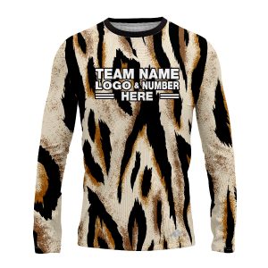 Custom Fully Sublimated Neon Tiger Skin Animal Print Black Brown Gold Performance Long Sleeves 11423