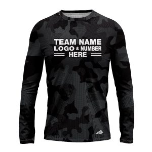 Custom Fully Sublimated Stealth Camo Pattern Black Gray Performance Long Sleeves 11447