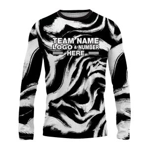 Custom Fully Sublimated Vibrant Monochrome Swirl Print Black White Performance Long Sleeves 11459