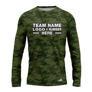 Custom Fully Sublimated Digital Forest Camo Pattern Dark Green Performance Long Sleeves 11471