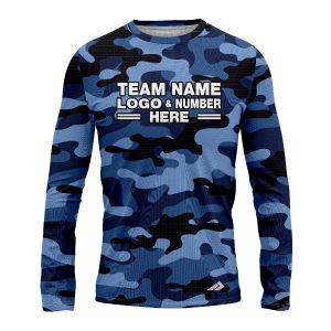 Custom Fully Sublimated Blues Classic Camo Pattern Performance Long Sleeves 11531