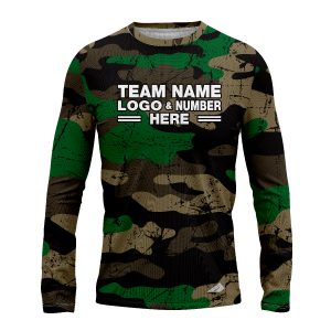 Custom Fully Sublimated Traditional Camo Pattern Black Green Brown Performance Long Sleeves 11555